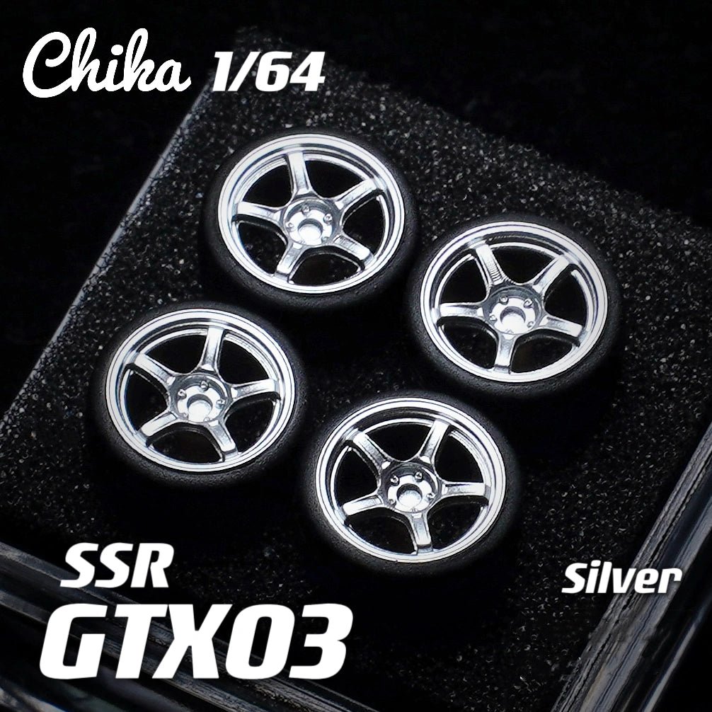1/64 Scale Wheels 9.7mm Chika SSR GTX03 – 164model 1/64 Scale Wheels 9.7mm Chika SSR GTX03 – 164model