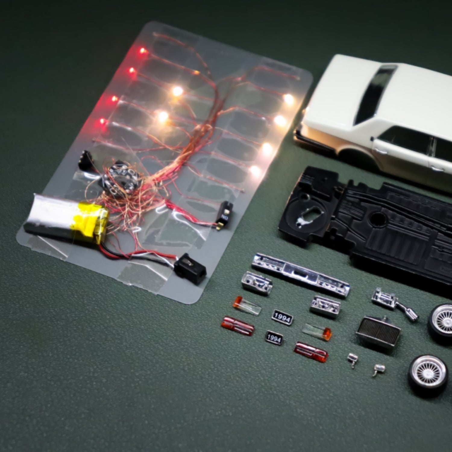 1/64 Remote LED Police Light Headlight Taillight Turn Signals Kit for DIY