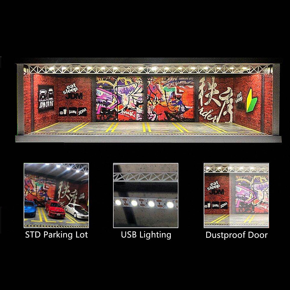 1/64 Diorama JDM Parking Lot with LED - 164model