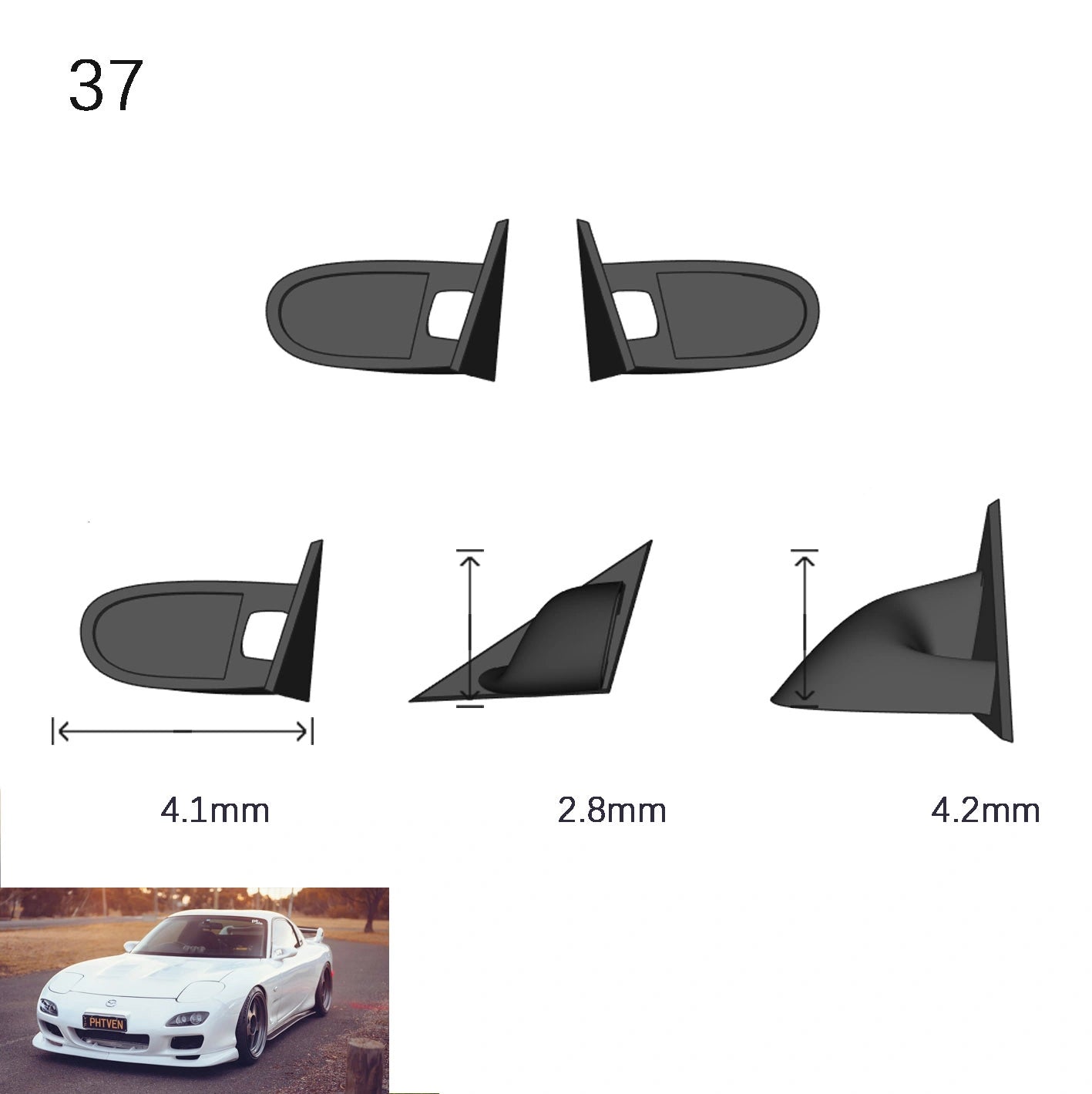 1/64 Scale Side View Mirror 2 Piece Set