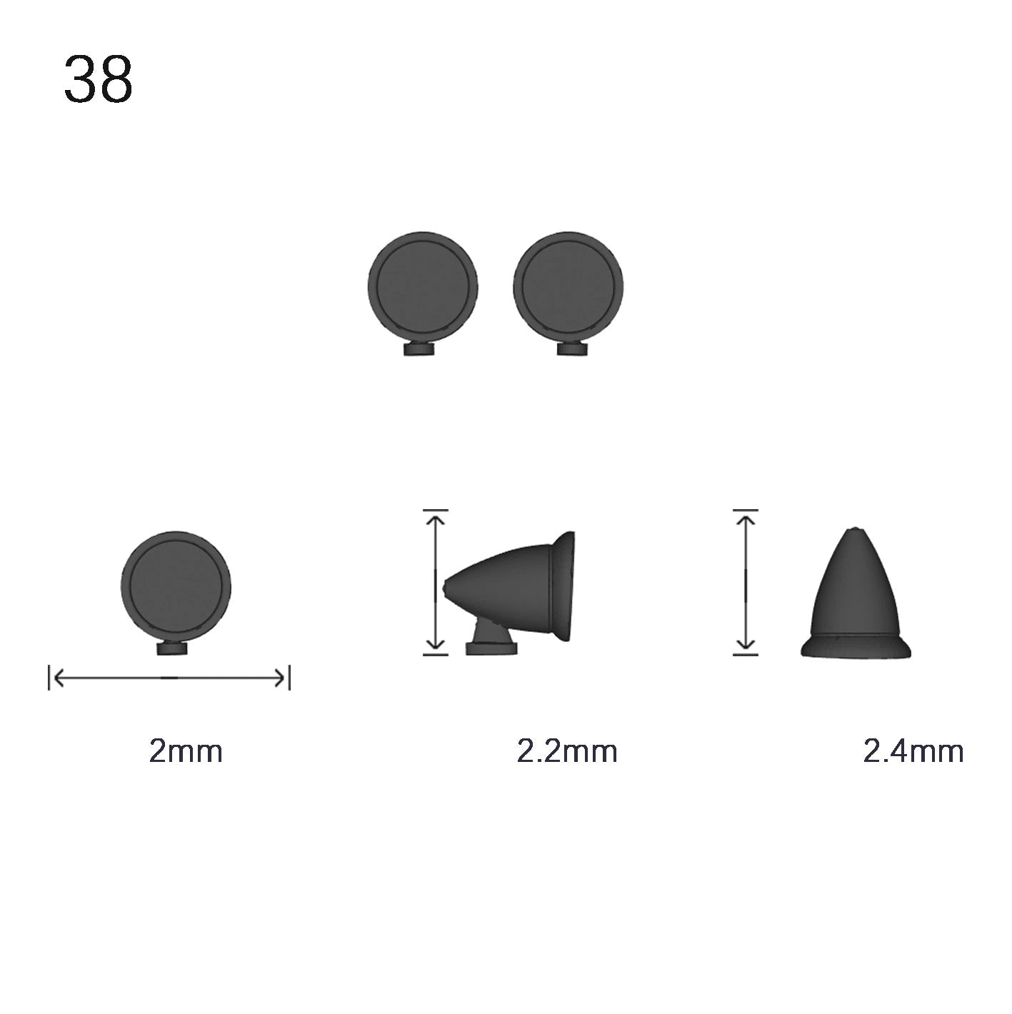 1/64 Scale Side View Mirror 2 Piece Set