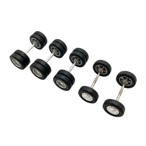 1/64 Scale Truck Wheels 16mm (2 Front + 3 Rear) - 164model