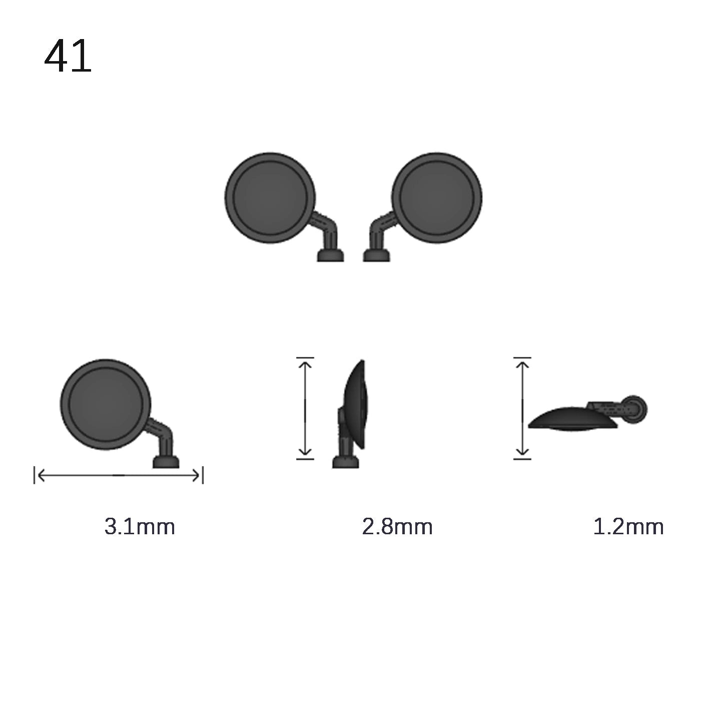 1/64 Scale Side View Mirror 2 Piece Set