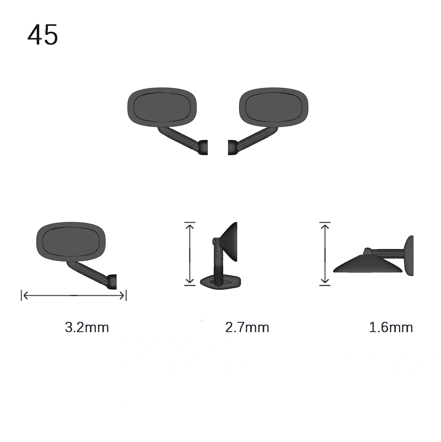 1/64 Scale Side View Mirror 2 Piece Set