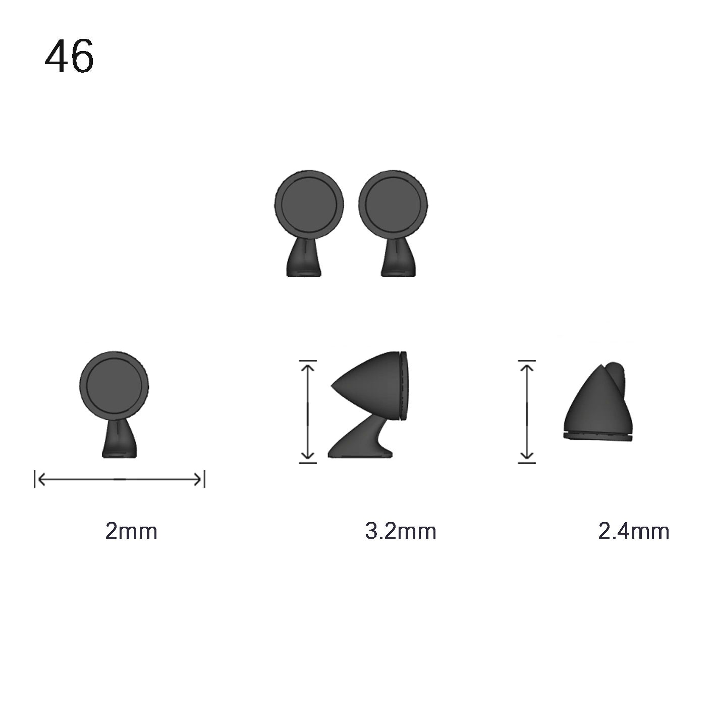 1/64 Scale Side View Mirror 2 Piece Set