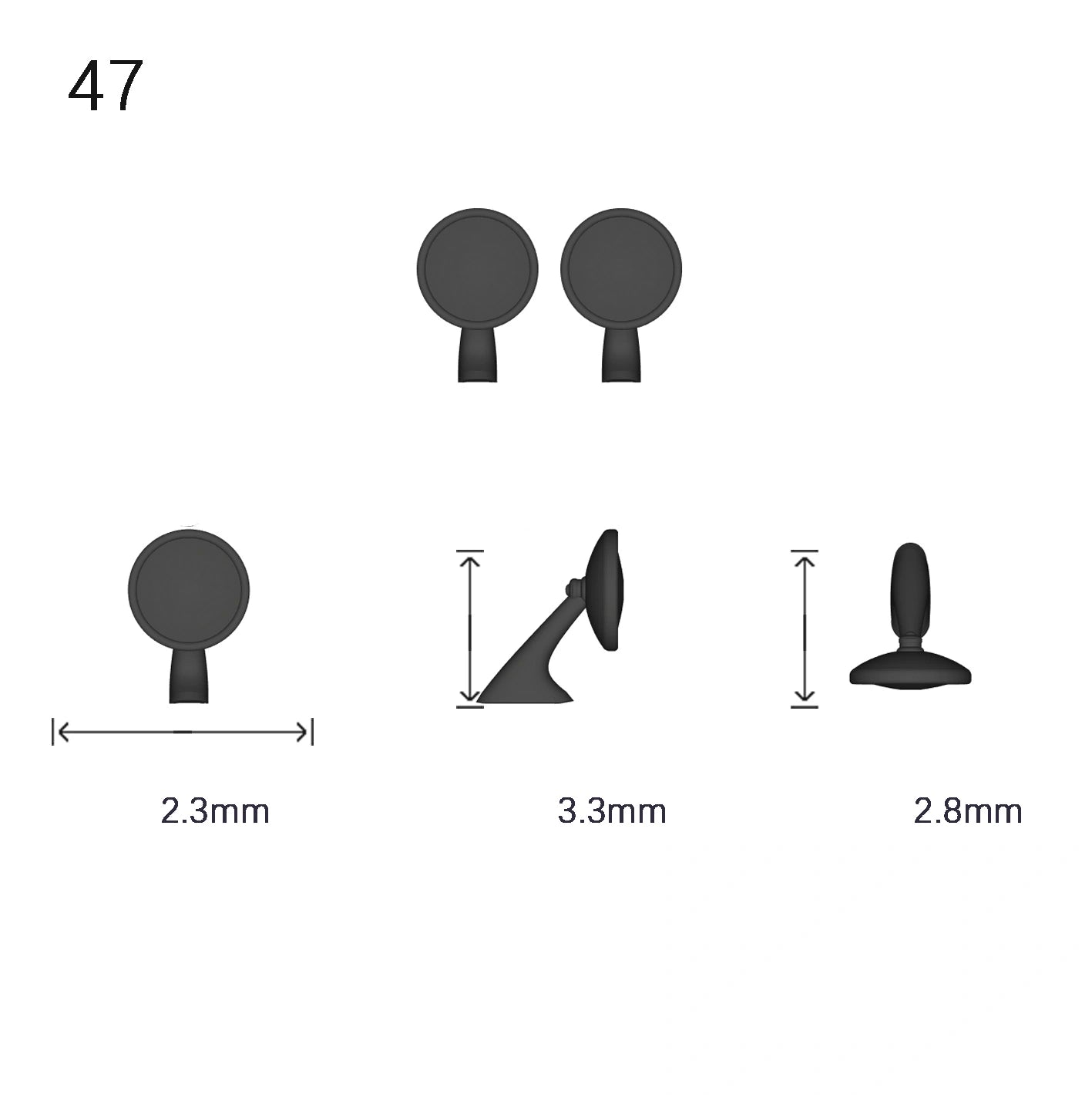 1/64 Scale Side View Mirror 2 Piece Set