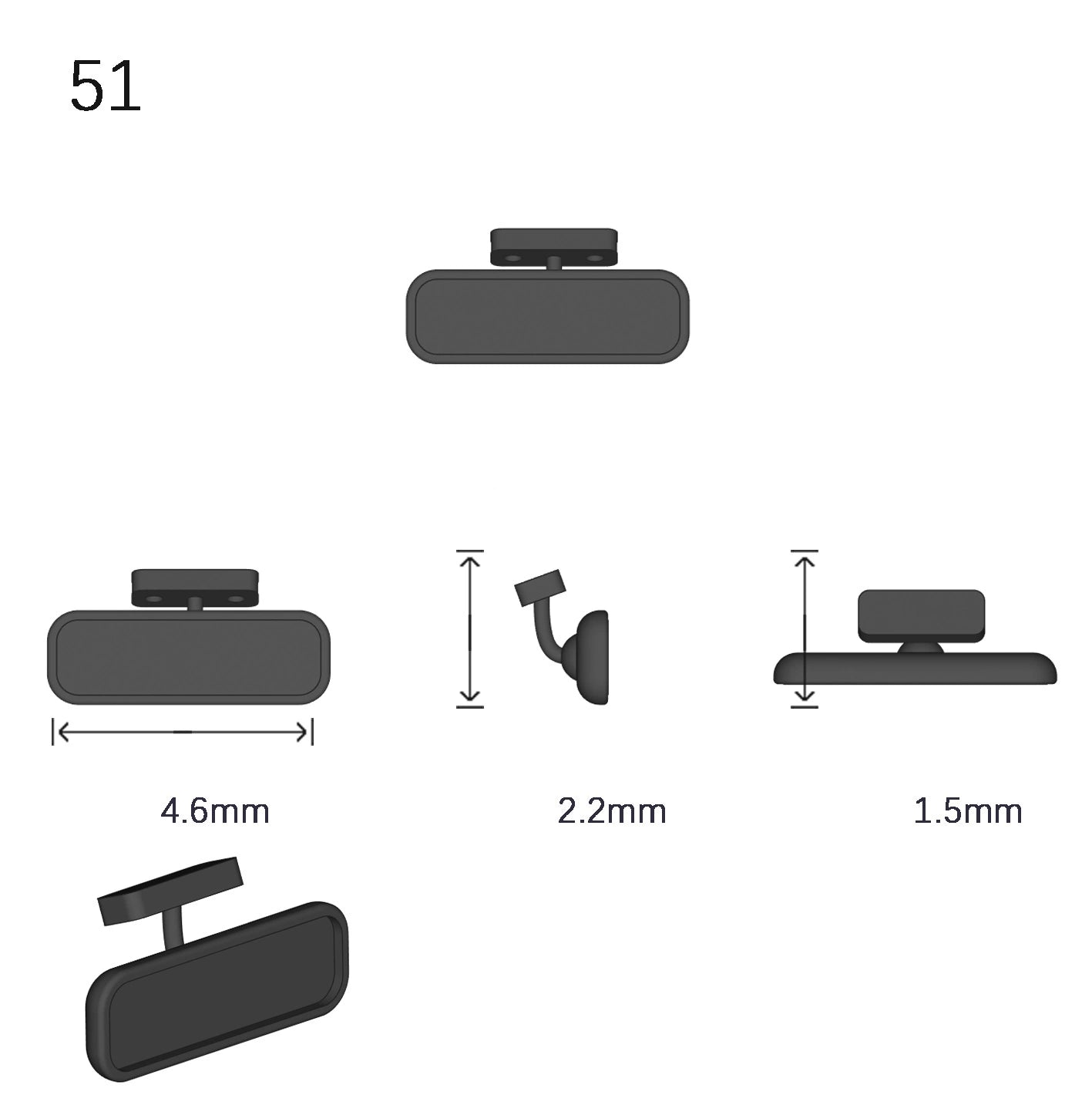 1/64 Scale Rear View Mirror 2 Piece