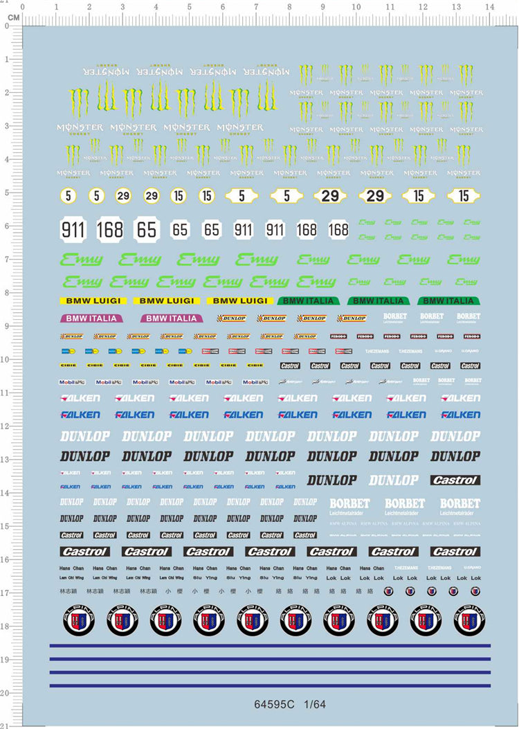 1/64 Decals Monster Falken Dunlop Alpina