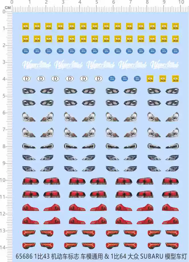 1/64 Decals Lights for Golf Ferrari Toyota AE86