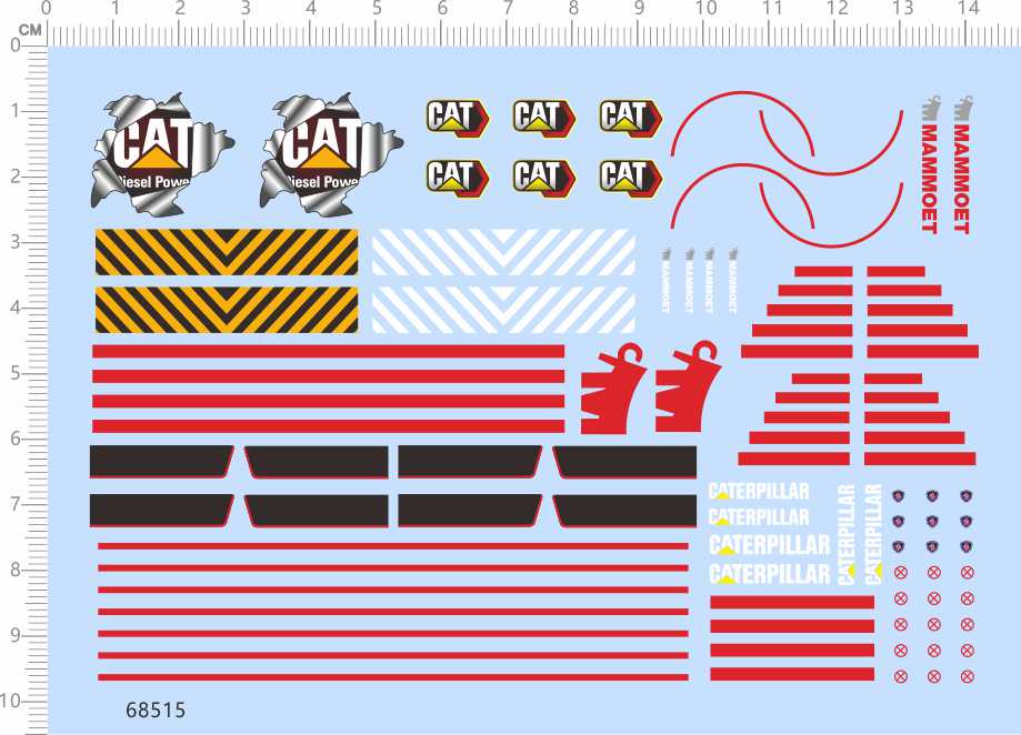 1/64 Decals for Cat Peterbilt Truck