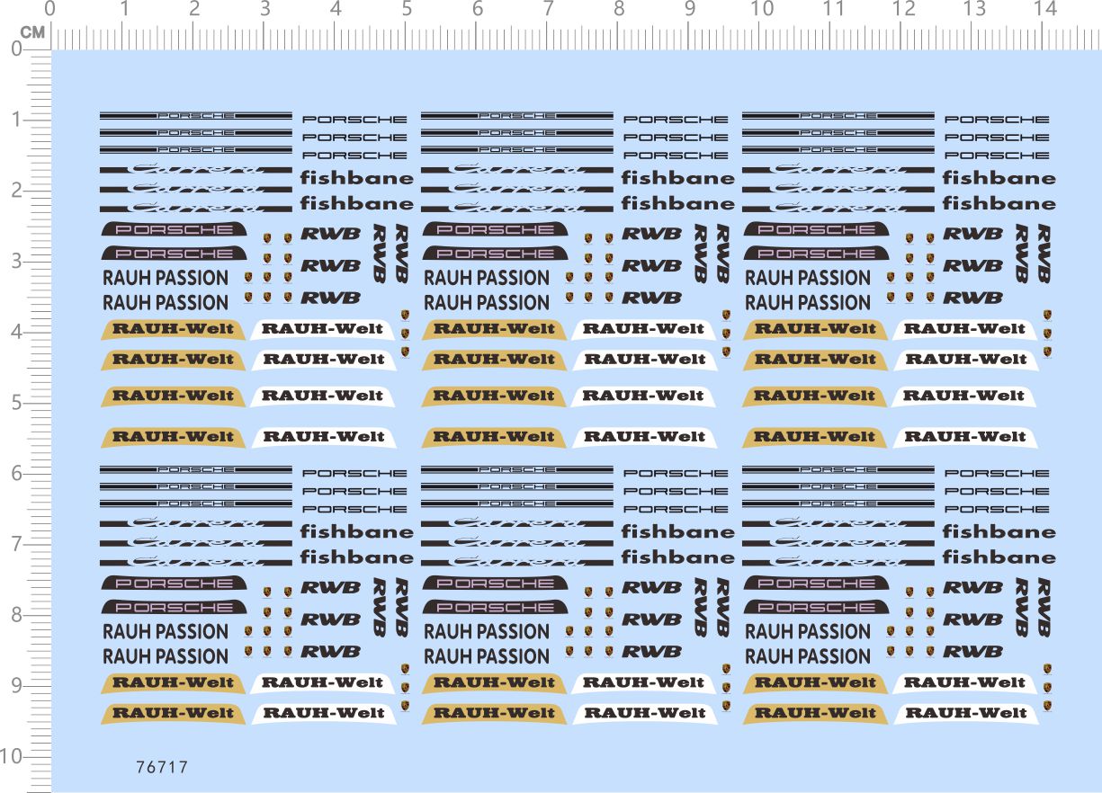 1/64 Decals Porsche RAUH PASSION RAUH-Welt Fishbane RWB