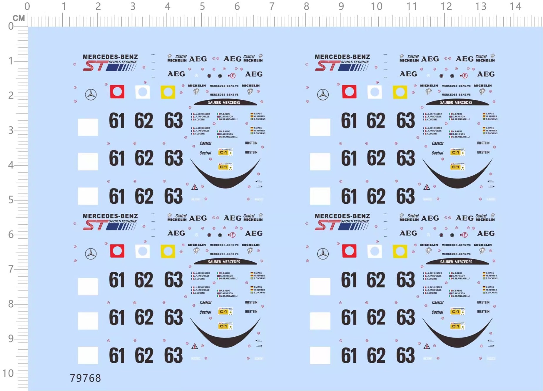 1/64 Decals Sauber Mercedes-Benz Castrol Michelin