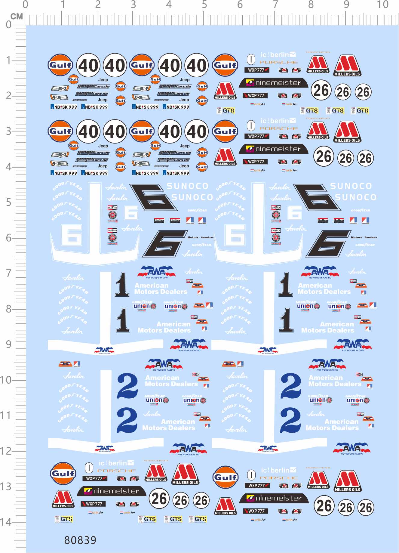 1/64 Decals GOODYEAR NINEMEISTER RWR SUNOCO GULF