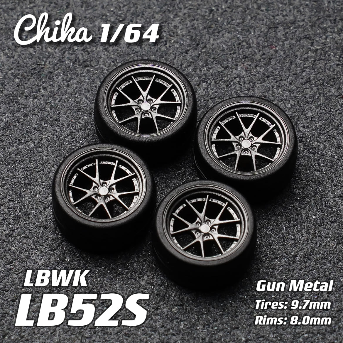 1/64 Scale Wheels 9.7mm Chika ADVAN LBWK RAYS ROTIFORM – 164model