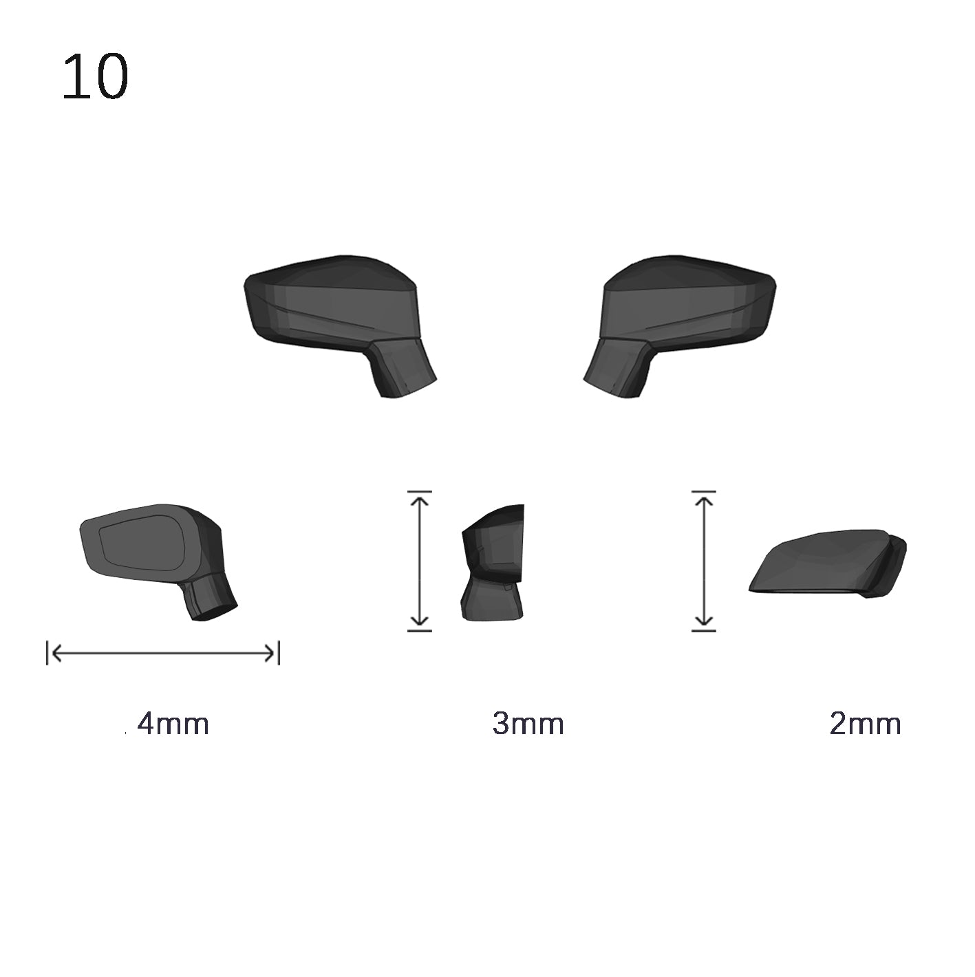 Side Mirrors 1/64 Scale Custom Parts 2Pcs Set - 164model