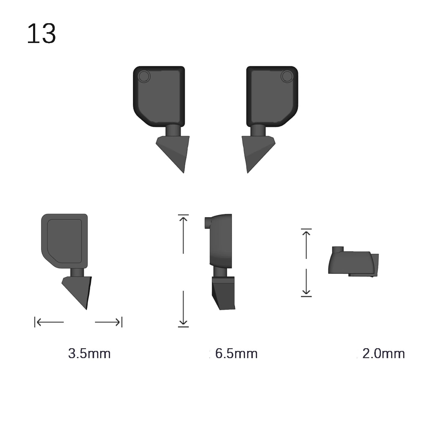 Side Mirrors 1/64 Scale Custom Parts 2Pcs Set - 164model