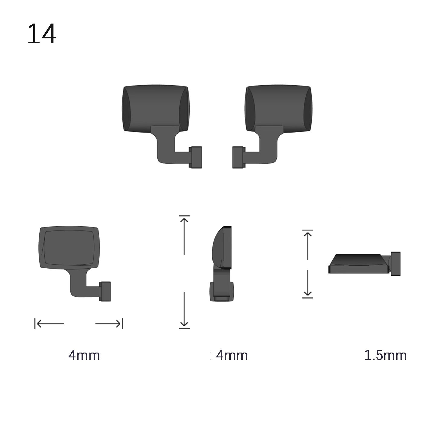 Side Mirrors 1/64 Scale Custom Parts 2Pcs Set - 164model