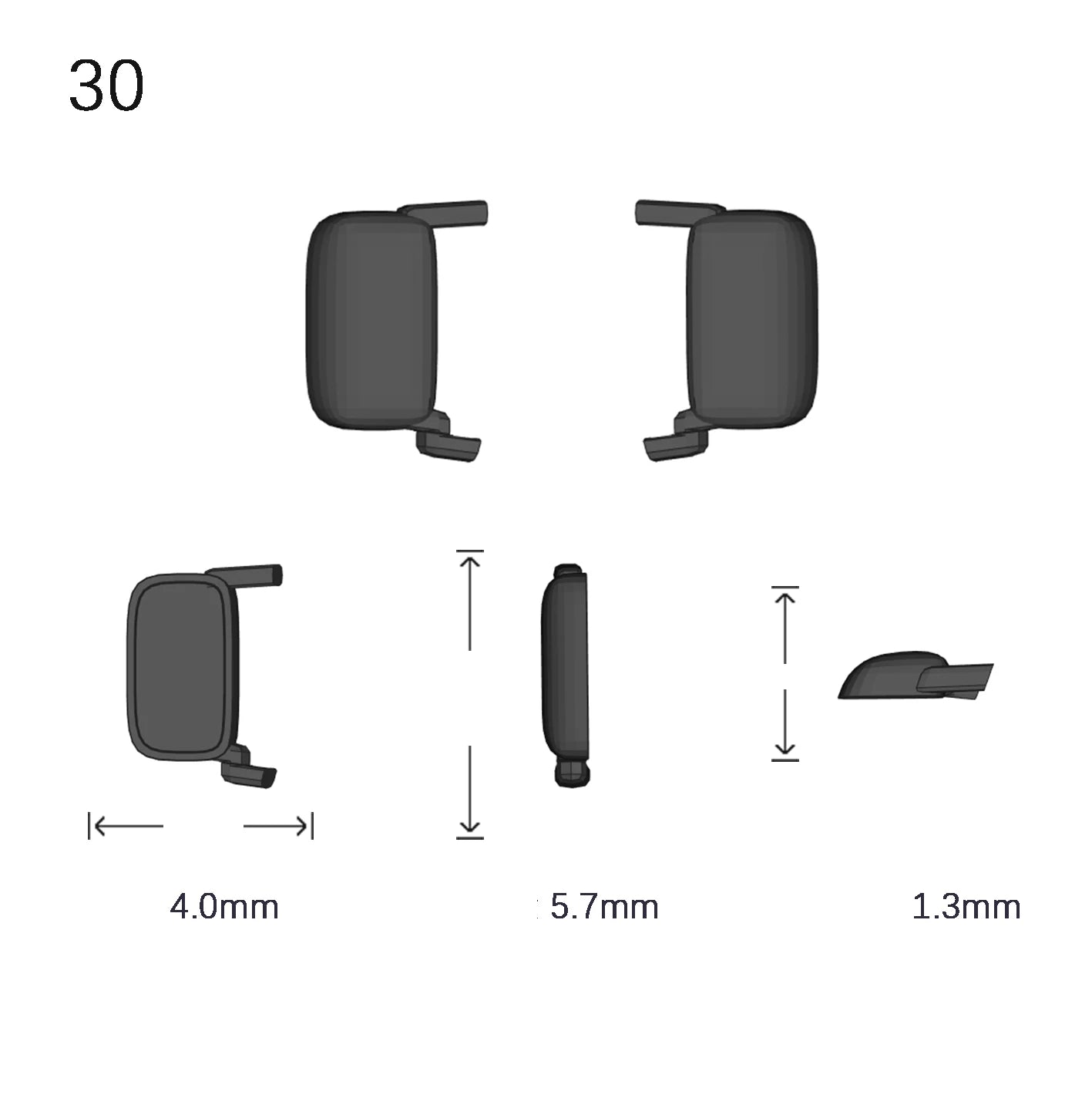 Side Mirrors 1/64 Scale Custom Parts 2Pcs Set - 164model