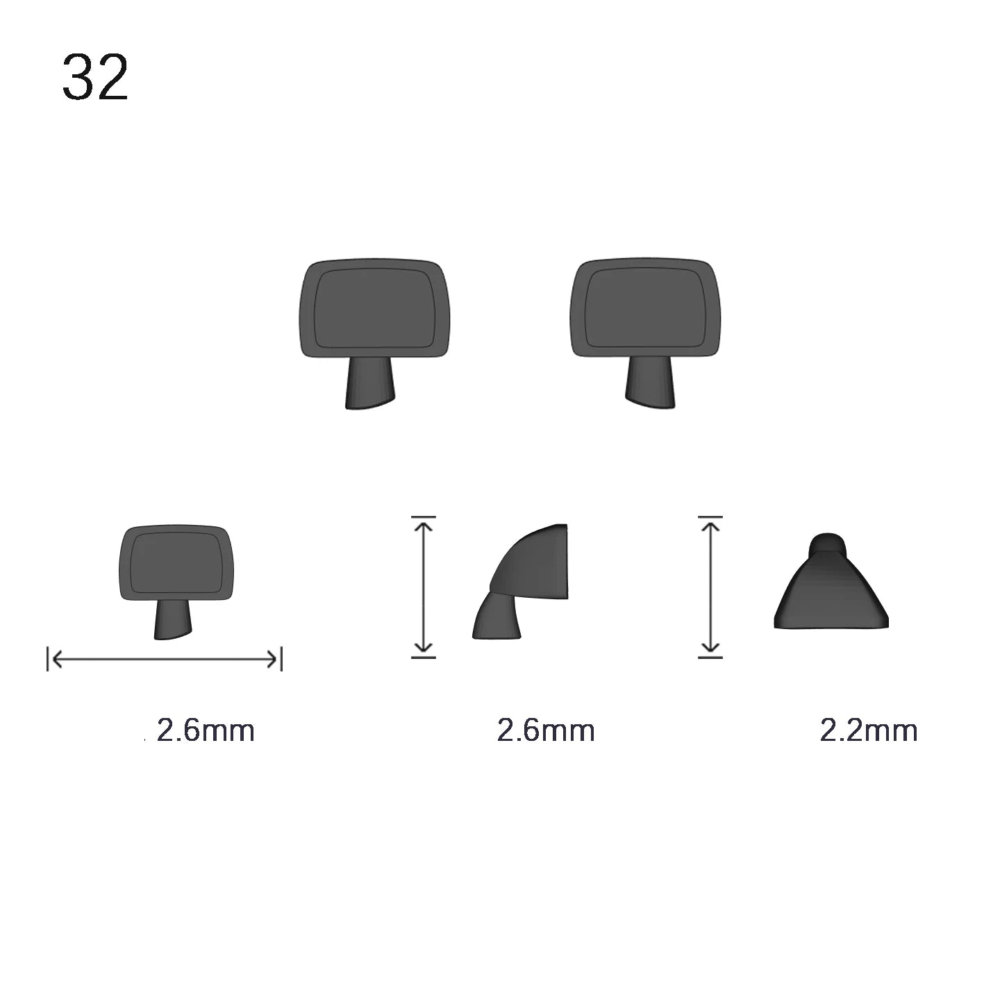 Side Mirrors 1/64 Scale Custom Parts 2Pcs Set - 164model