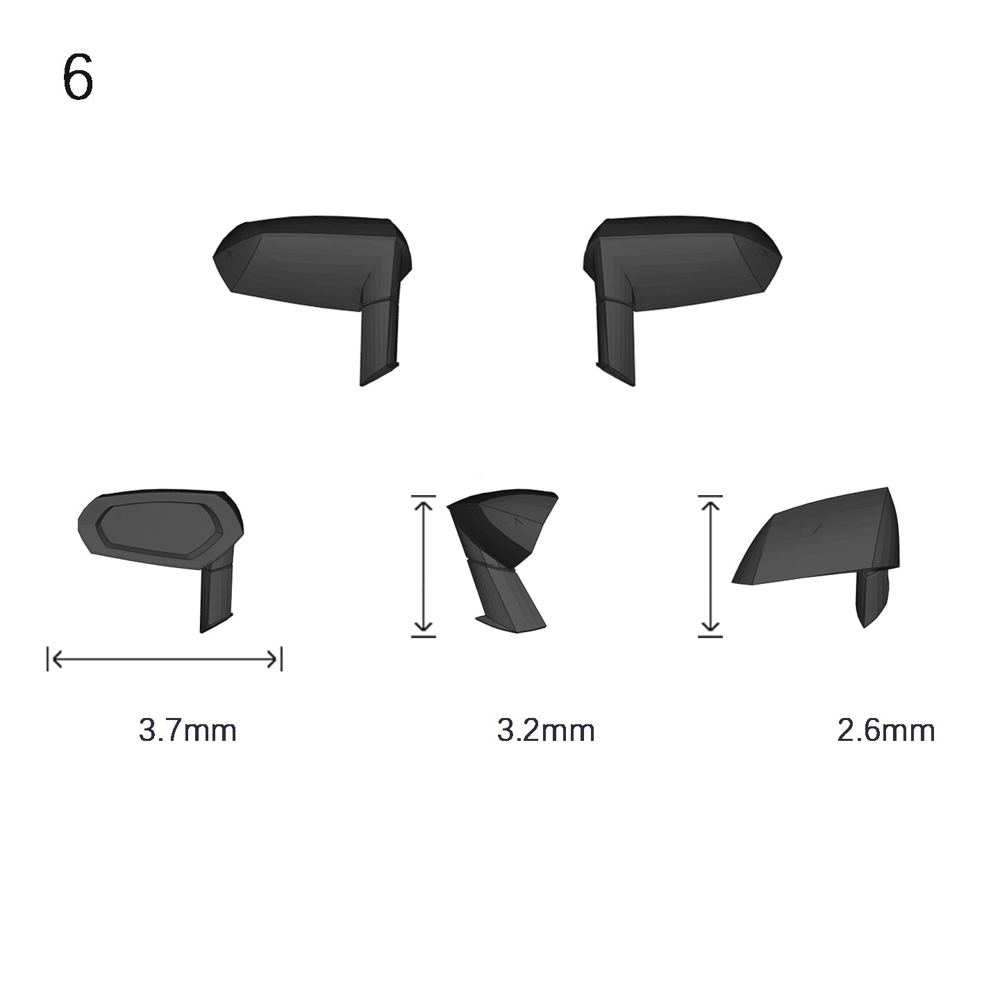 Side Mirrors 1/64 Scale Custom Parts 2Pcs Set - 164model