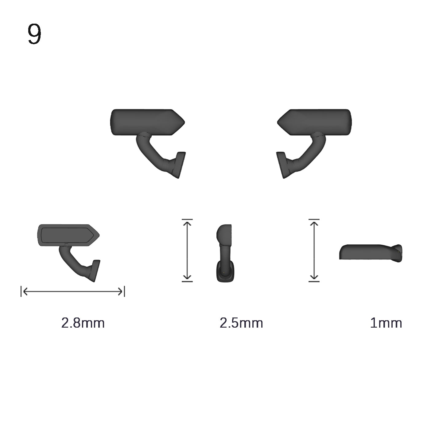 Side Mirrors 1/64 Scale Custom Parts 2Pcs Set - 164model