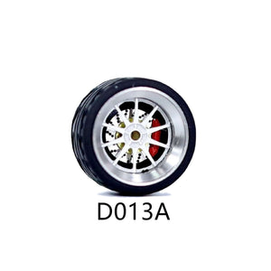 1:64 Scale Rubber Tire Wheels with Brake Disc Universal For Tomica Hotwheels Kyosho Greenlight - 164model