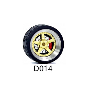 1:64 Scale Rubber Tire Wheels with Brake Disc Universal For Tomica Hotwheels Kyosho Greenlight - 164model