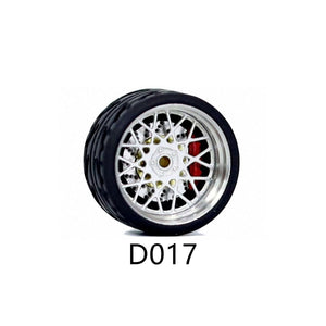 1:64 Scale Rubber Tire Wheels with Brake Disc Universal For Tomica Hotwheels Kyosho Greenlight - 164model