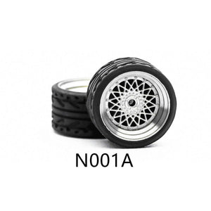 4 Pcs Set Wheels Rubber Tire 1/64 Scale Universal For Tomica Hotwheels Kyosho Greenlight - 164model