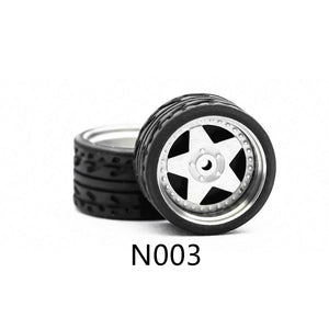 4 Pcs Set Wheels Rubber Tire 1/64 Scale Universal For Tomica Hotwheels Kyosho Greenlight - 164model