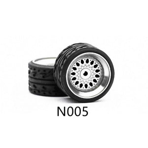 4 Pcs Set Wheels Rubber Tire 1/64 Scale Universal For Tomica Hotwheels Kyosho Greenlight - 164model