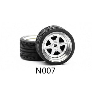 4 Pcs Set Wheels Rubber Tire 1/64 Scale Universal For Tomica Hotwheels Kyosho Greenlight - 164model