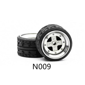 4 Pcs Set Wheels Rubber Tire 1/64 Scale Universal For Tomica Hotwheels Kyosho Greenlight - 164model