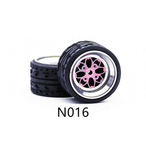 4 Pcs Set Wheels Rubber Tire 1/64 Scale Universal For Tomica Hotwheels Kyosho Greenlight - 164model