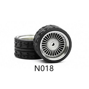 4 Pcs Set Wheels Rubber Tire 1/64 Scale Universal For Tomica Hotwheels Kyosho Greenlight - 164model