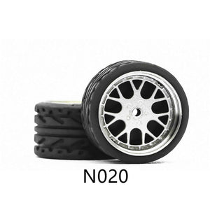 4 Pcs Set Bright Black Wheels Rubber Tire 1/64 Scale Universal For Tomica Hotwheels Kyosho Greenlight - 164model