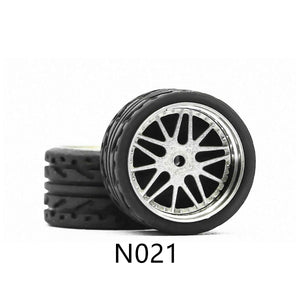 4 Pcs Set Bright Black Wheels Rubber Tire 1/64 Scale Universal For Tomica Hotwheels Kyosho Greenlight - 164model