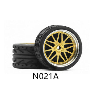 4 Pcs Set Bright Black Wheels Rubber Tire 1/64 Scale Universal For Tomica Hotwheels Kyosho Greenlight - 164model