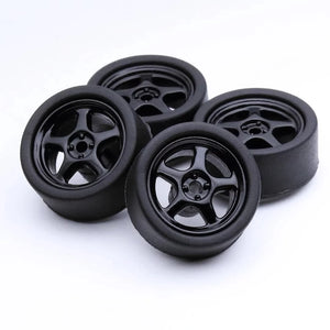 1/64 Scale Rubber Tire and Plastic Wheels with Slot Axles 10mm - 164model