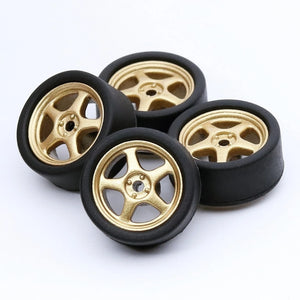 1/64 Scale Rubber Tire and Plastic Wheels with Slot Axles 10mm - 164model