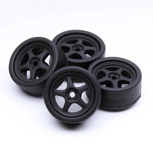 1/64 Scale Rubber Tire and Plastic Wheels with Slot Axles 10mm - 164model