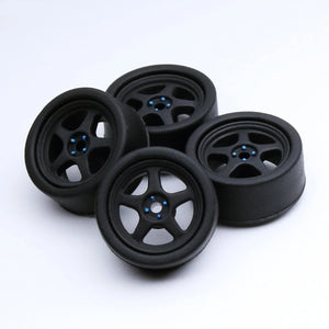 1/64 Scale Rubber Tire and Plastic Wheels with Slot Axles 10mm - 164model