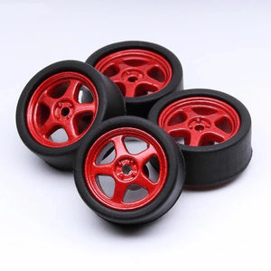 1/64 Scale Rubber Tire and Plastic Wheels with Slot Axles 10mm - 164model