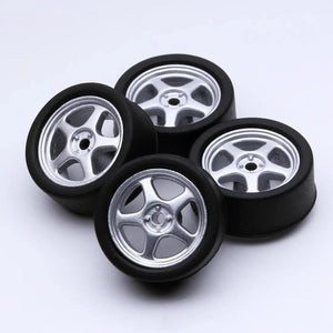 1/64 Scale Rubber Tire and Plastic Wheels with Slot Axles 10mm - 164model